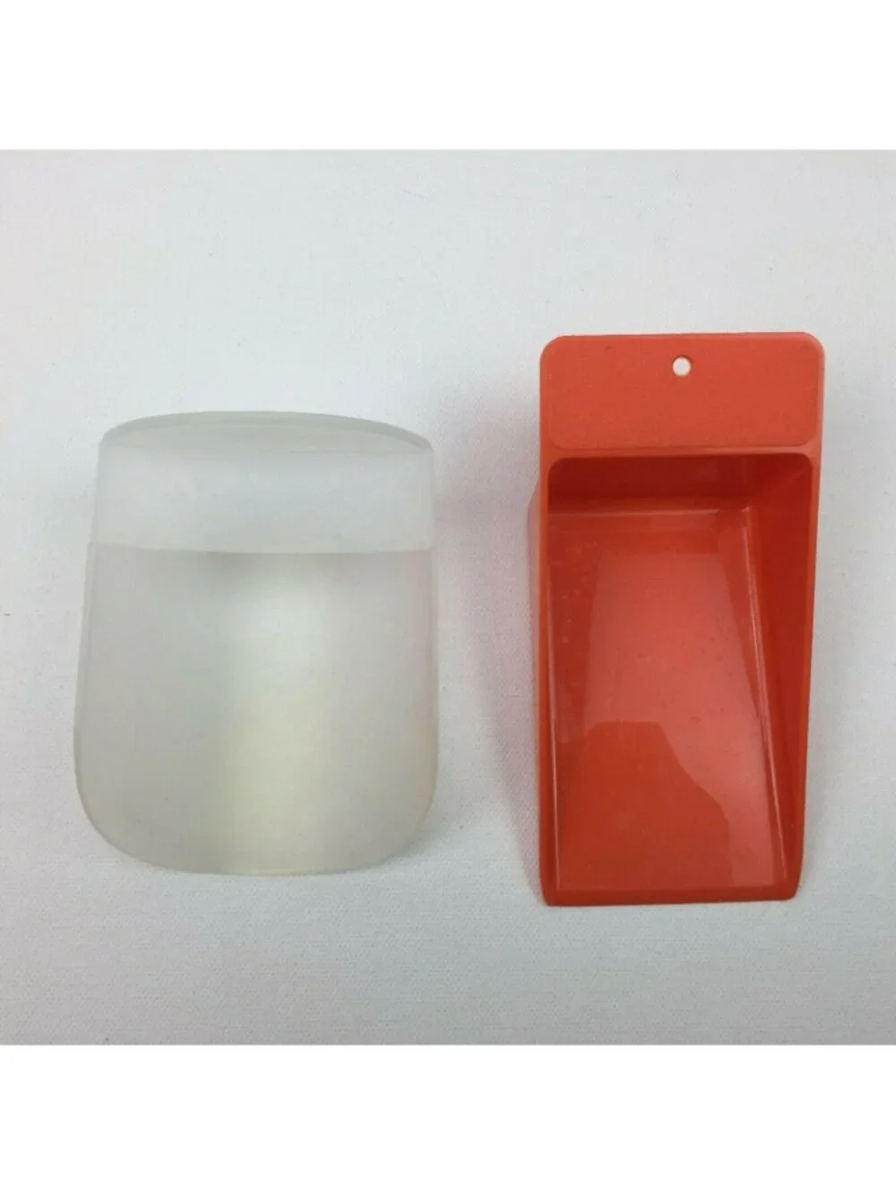 Tupperware Lot Set 2 Rocker & Canister Scoops Sheer White & Orange #292  #1452